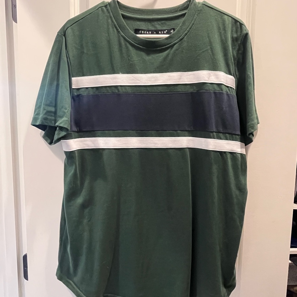 Green and Blue Short Sleeve Tee with Stripes